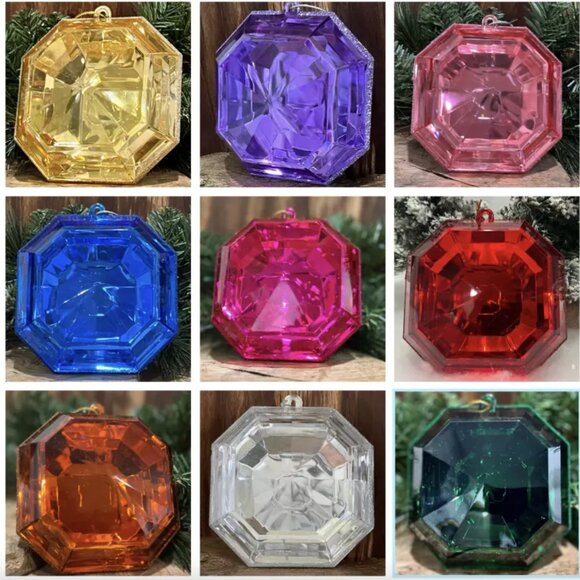 6" Square Gem, Square Cut Ornament, Gem Ornament, Jewel Ornament, Bling Ornament - Picture 1 of 12